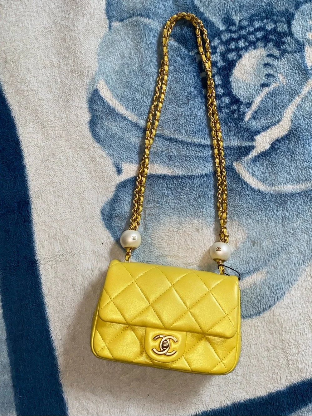 Chanel yellow iridescent mini